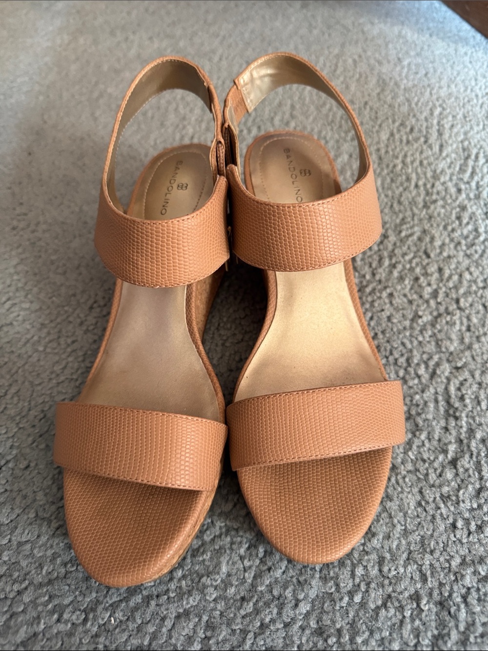 Bandolino Tan Leather Wedge Sandal